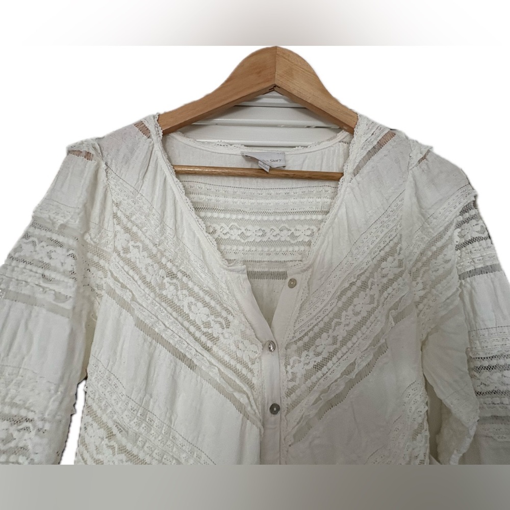 A Collective Story Women's White Ebba Eyelet Lace Maxi Dress Size Medium - Picture 11 of 16